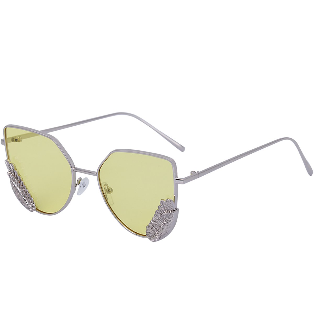 WISH CLUB Women Cat Eye Sunglasses Fashion Designer Transparent UV 400 Stylish Modern Party Glasses (Light Yellow)