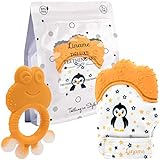 Liname️ Deluxe Teething Set Includes Teething Mitten for Babies & Teething Toy - Safe (BPA Free), Washable Teething Mitt – Provides Soothing Relief & Solves Your Babies Teething Problems