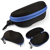 Kingfansion Portable Carabiner Eye Glasses Sunglasses Hard Case Protector Box Holder (Blue)