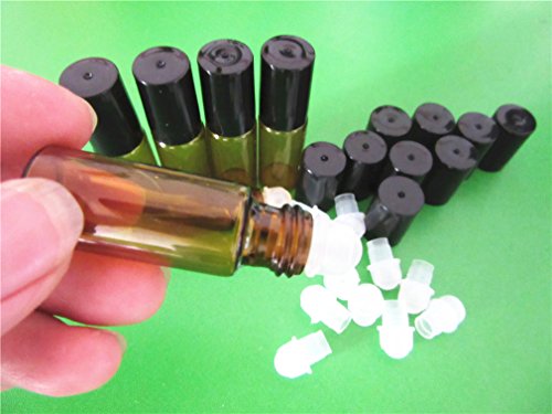 6-30 Set 10ml Amber Roll On Bottle Thick Glass Vial Beauty Makeup Tool for Fragrances Perfume Essential Oil (24) - Thumbnail 2