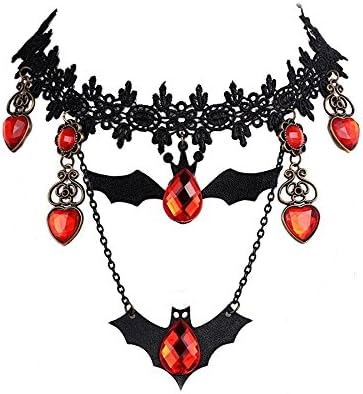 Black Rhinestone Bat Choker Necklace For Women Accessories Lace Choker Necklaces &amp; Pendants Halloween Jewelry