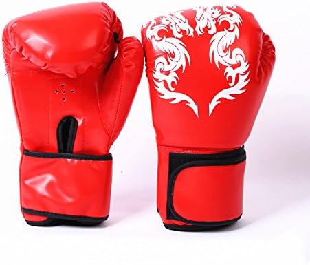 Professional Kids Boxing Gloves PU Leather Muay Thai Training Mitts Fingerless for Training, Competiton, Punch Bags for Age 5-15 Years Girls Boys(Red/Black)