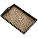 MyGift Dark Brown Rectangular Wood and Rattan Breakfast Serving Tray with Handles