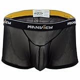 FEESHOW Men's Soft Mesh Boxer Briefs Shorts Bulge Pouch Underwear Underpants