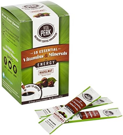 VitaPerk Energy, Hazelnut, 30 pack, Add HEALTHY ENERGY &amp; Vitamins to Starbucks, Kuerig Green Mountain, Dunkin Donuts, Folgers, Maxwell House or your favorite coffee or coffee pod