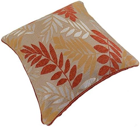 2 X LEAF LEAVES ORANGE BEIGE CREAM THICK TAPESTRY CUSHION COVERS 18" - 45CM