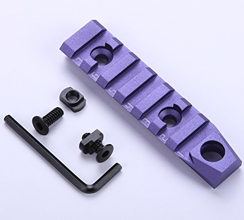 TuFok Mlok Rail Section Aluminum - M-lok Picatinny Rail Adapter Attachment, Rifle Rail Cover with 3/8" QD Sling Mount Swivel Socket(for Two Point Sling)(7-Slot,Purple) - Thumbnail 2