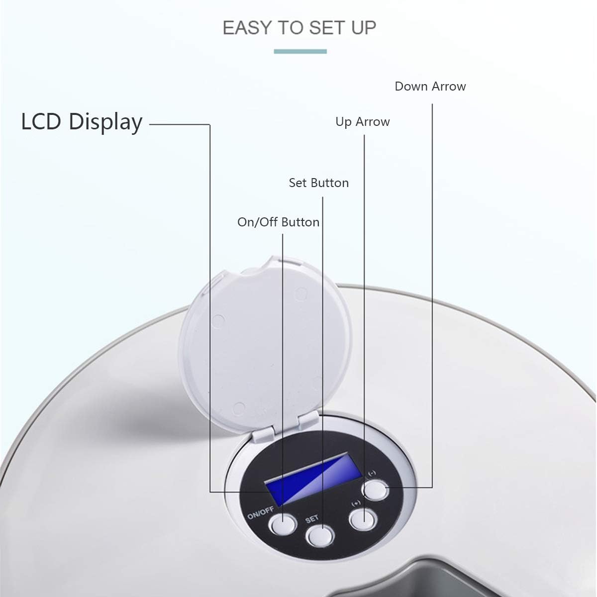 Pet Supplies : 4pawslife 6 Meal Automatic Pet Feeder Food Dispenser with Digital Timer and Music Broadcast for Cats and Dogs : 