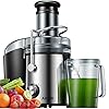 Juicer Machines AICOK 800W Juicer Extractor Quick Juicing for Whole Fruit and Vegetable Easy to Clean, and 75MM Large Feed Chute, Dual Speed Setting and Non-Slip Feet, Silver