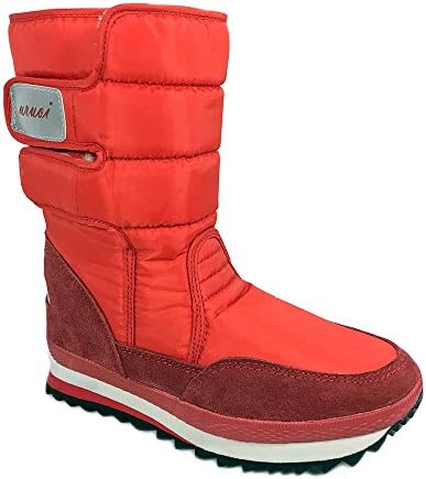 uruoi New Year Gift Women Snow Boots Anti-Slip Soles Waterproof Upper 4 Color Red 7 B(M) US 39