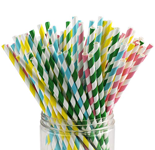 100 Stück Wiederverwendbar Trinkhalme Papier Straw Strohhalm Strohhalme für Geburtstag, Hochzeit, Baby-Dusche, Feiern…