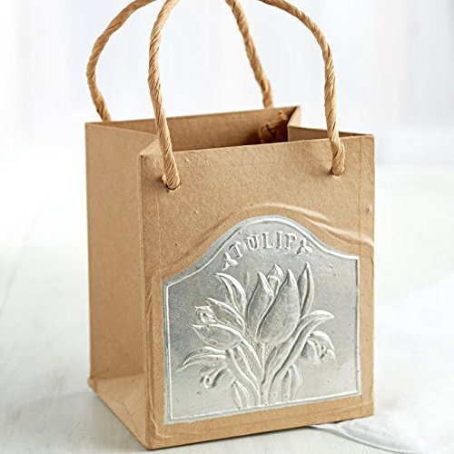 Set of 2 Ready To Decorate Tulip Embossed Paper Mache and Tin Bags for Crafting, Creating and Designing