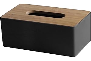 Tissue Box Cover, 8.5x4.7x3.4 Rectangle Tissue Box Cover with Wooden Lid, Dust-Proof Modern Simple Holder for Tabletop, Bathr