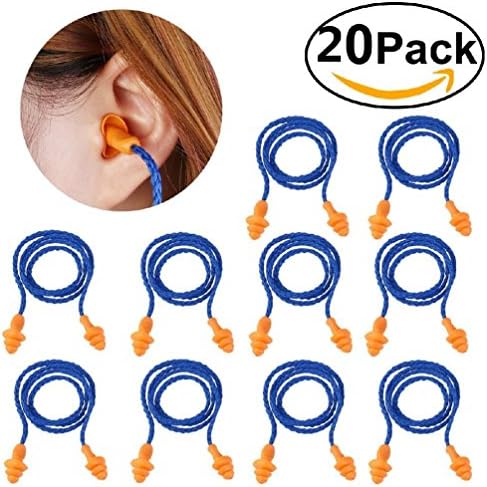20 Pairs Corded Ear Plugs Reusable Silicone Earplugs Sleep Noise Cancelling for Hearing Protection