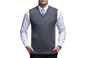 REHJJDFD Men's Cashmere Basic Sweater Vest Causal V-Neck Sleeveless Pullover Waistcoat