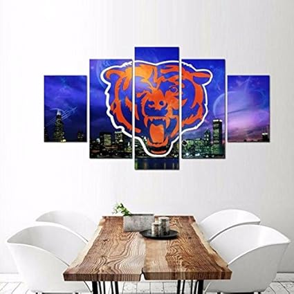 Amazon Com Mancave 5 Panel Chicago Bears Canvas Art City