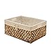 Rectangular Woven Seagrass Storage Bins with Handle,Kingwillow. (water hyacinth, Set of 3)