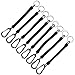 Shelure Black Fishing Lanyard Accessories Plastic Retractable Coiled Tether with Carabiner for Pliers Lip Grips Tackle Fish Tools (Pack of 8)