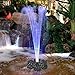 Solar Fountain Pump with LED Lights, Snowflake Shape 2.4W Free Standing Bird Bath Fountain Water Pump, Outdoor Floating Fountain Pump Kit for Garden, Pool, Pond, Patio Ideal Decoration, 8.7