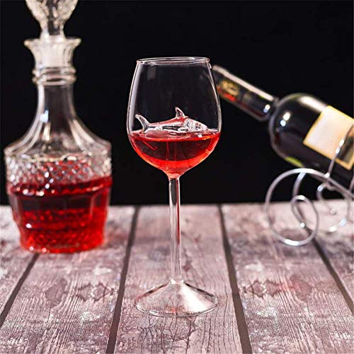 TTbuy Shark Wine Glass - Shark Wine Glasses with Shark Inside for Adults,Elegance Crystal Red Wine Glasses with Spin Shark,High-end Flutes Glass Perfect for Homes/Bars/Part (Shark Glasses) - Thumbnail 6