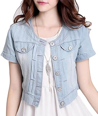 short sleeve denim bolero jacket