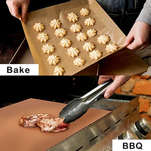 Attmu Copper Grill Mats for Outdoor Grill Set of 6, Non Stick BBQ