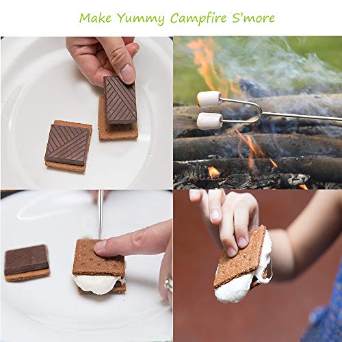 10 Pack Extendable Marshmallow Roasting Sticks - 32 Inch Stainless Steel Campfire Skewers