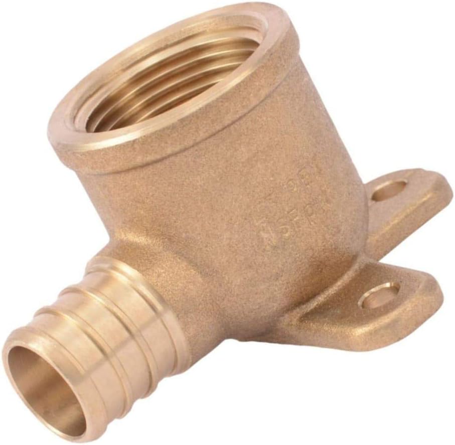 3/4 x 3/4 Inch PEX Female NPT Threaded Drop Ear Elbow Connector Fitting Crimp Brass for PEX Pipe Tubing, No Lead 1