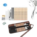 Ensemble de Crayons de Croquis, 30pcs Crayon à Dessin Graphite pour Artiste Adul