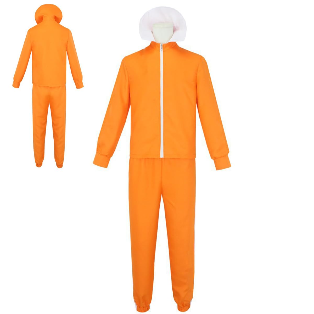 Photo 1 of ibesovd Women Men Anime Orange Tracksuit Jumpsuit Costume 2-Piece Sports Suit Zipper Jacket Coat Pants Cosplay Halloween Outfits (Orange,XL)