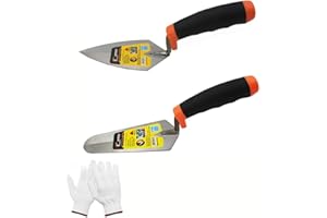 JinChengnan 2pcs Pointing Trowel Set,Construction with Soft Handle Bricklaying Shovel,Plaster Shovel,Used in Outdoor and Indoor Construction, Industrial Construction, etc. (6'')