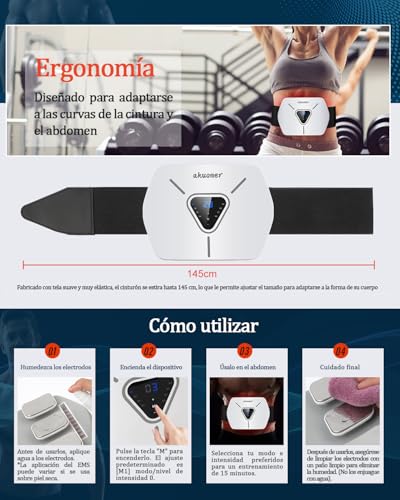 KANGLANKAN EMS Abdominal Electrostimulator Training Belt for Men and Women 8 Modes and 30 Intensities Abdominal Muscle Stimulator for Home Office and Gym