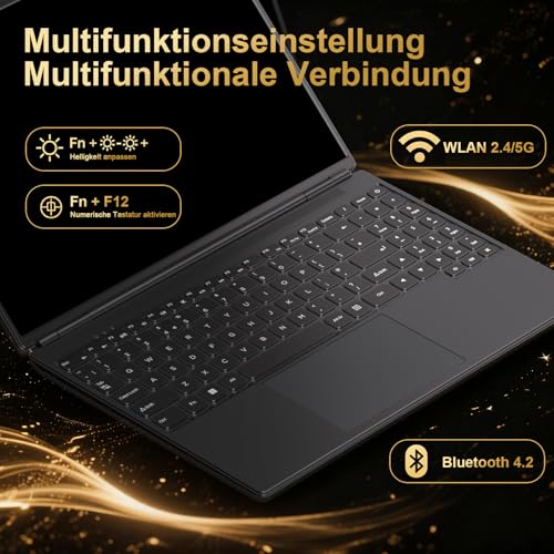 2025 Gaming Laptop 16 Inch Win11 12 + 512GB SSD Support 2TB (HDD-2TB) 1920 x 1200 Notebook 4 Core Celeron N5095 (up to 2.9GHz) Laptop with WiFi Mini HDMI Numeric Keyboard, Keyboard Protection