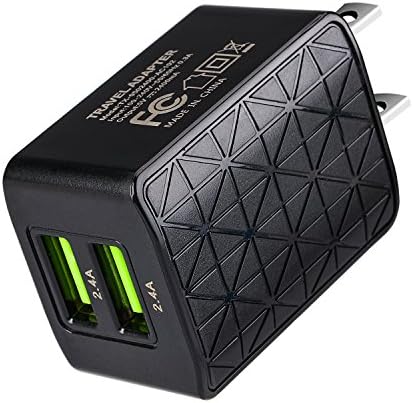 Manyi Dual USB Charge Plug, 2.4Amp/5V Travel Wall Charger 2 Port for iPhone 7 / 6s / Plus, iPad Air 2 / mini 3, Galaxy S Series, Note Series, LG, Nexus, HTC and More - Black