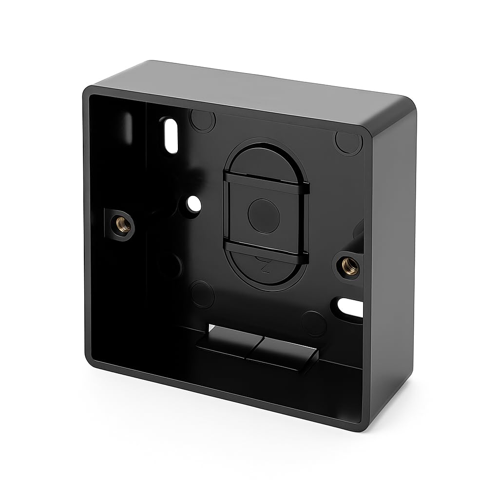 SHPELEC® Black Surface Mounted Pattress Box - Single/Double, Stylish and Durable Box for Mounting Electrical Devices, BS 5733 Compliant (1 Gang (Single))