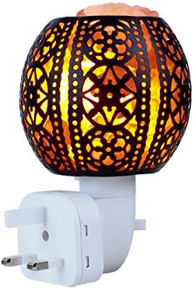 ONIVIB Himalayan Salt Night Lamp,Natural Himalayan Salt Rock Light,Wall Light,Crystals Salt Chunk in Retro Metal Lantern,CE Approved Wall Plug, 2 230V 7W Bulb for Air Purifying,Lighting,Decoration