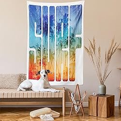 Ambesonne Surf Tapestry, Summer Theme Retro Letters