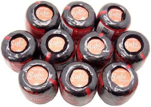 Lot 10 Balls Black Size 8 Perle/pearl Cotton Threads for Crochet, Hardanger, Cross Stitch, Needlepoint and Other Hand Embroidery Crafts