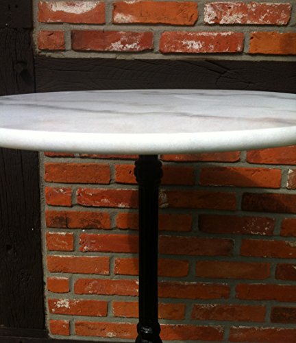 GM-Milte Cafetisch Gartentisch Bistrotisch Marmor Marmortisch weiß gusseisener Fuß Ø60cm – Bild 3