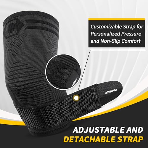 CAMBIVO 2 Pack Elbow Support with Straps & Gel Padding, Tennis Elbow Bandage Men Women for Tendinitis, Arthritis, Bandage Elbow for Weightlifting, Golf, Tennis, Garden