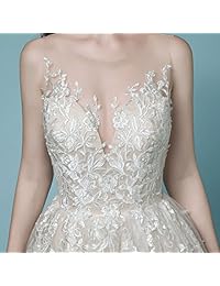 Vestido de novia de encaje sin mangas, vestido de novia largo, elegante