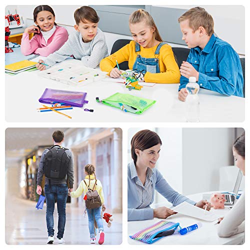 Homeweeks Pencil Pouch, 24 Pack Zipper Mesh Pouch Multipurpose Travel