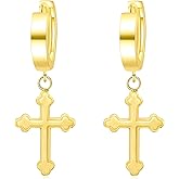 ToHeart Gold Cross Hoop Earrings for Womens Minimalist Gold Earrings Dangle Elegant Hypoallergenic Gifts