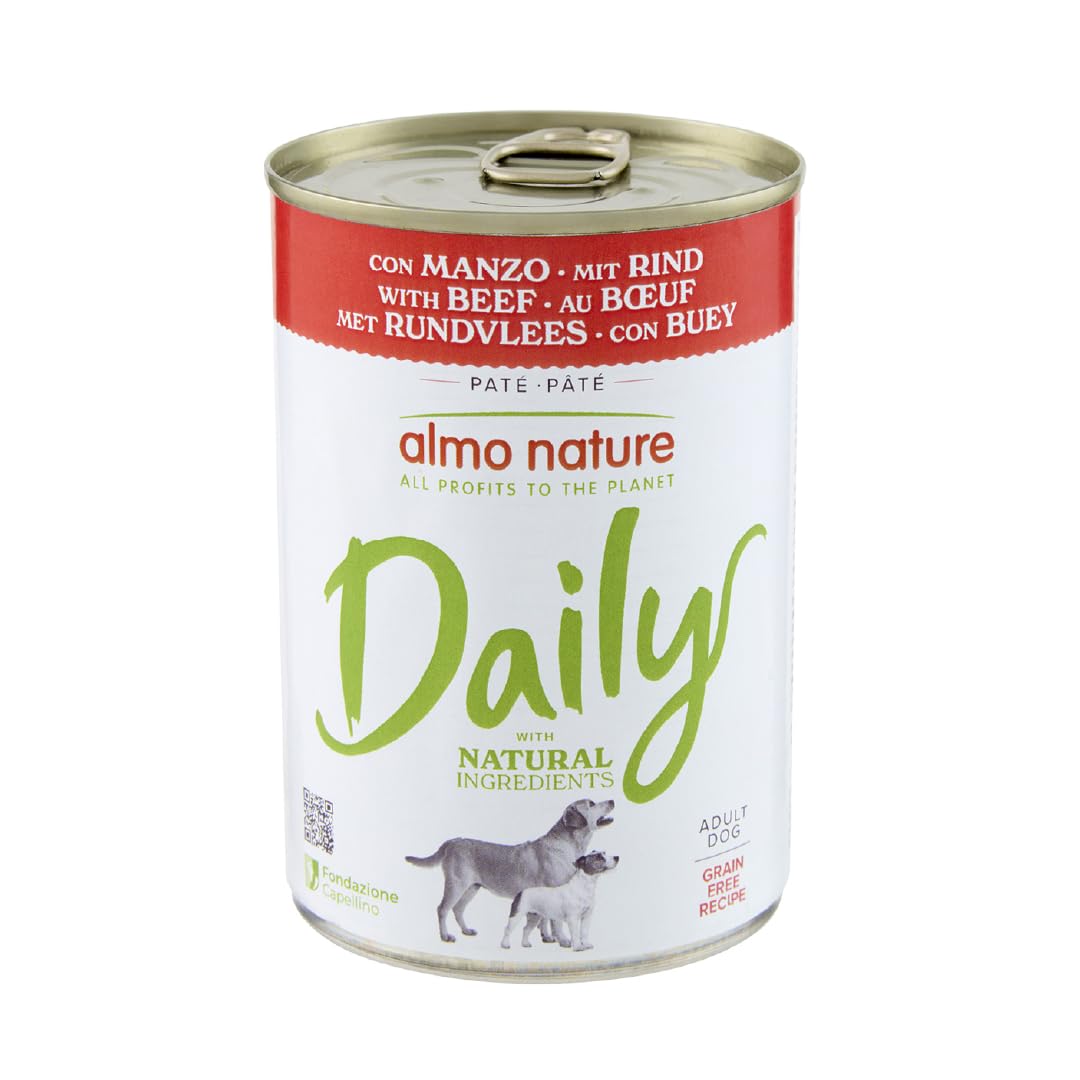 Almo Nature Daily - Dog Wet Food for Adult Dogs - Patè - Beef - 400g, Pack of 24
