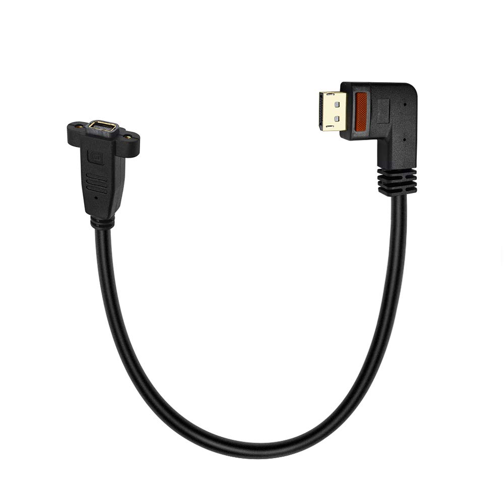 Duttek Right ot Left Angled 90 Degree DisplayPort to Mini DisplayPort Adapter with Screw Panel Mount Extension Cable For Monitor,Computer(DP Male to Mini DP Female) (Right)