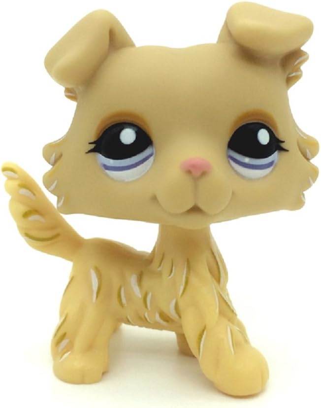 xinxin Littlest Pet Shop Rare Yellow Collie Dog Puppy Blue Eyes LPS Toy #1194
