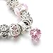 Long Way Silver Chain Pink Crystal Bead Glass Charm bracelet With Extender 7.5
