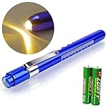 Escolite Nurse Penlight LED Medical Penlight Flashlight with Pupil Guage Reusable for Stethoscope Doctors Nurses Warm White Free Batteries
