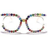 ICARA Diamonds Blue Light Blocking Oversized Glasses Stylish Eyeglasses for Women Round Frame UV400 Protection Eyewear