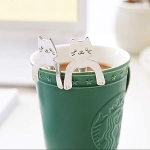 1 Piece Cute Cat Spoon Long Handle Spoons Flatware Drinking Tools Kitchen Gadget Kitchen Cooking Utensil Tool Soup Teaspoon Comfortable Grip Cooking Smooth Spoon